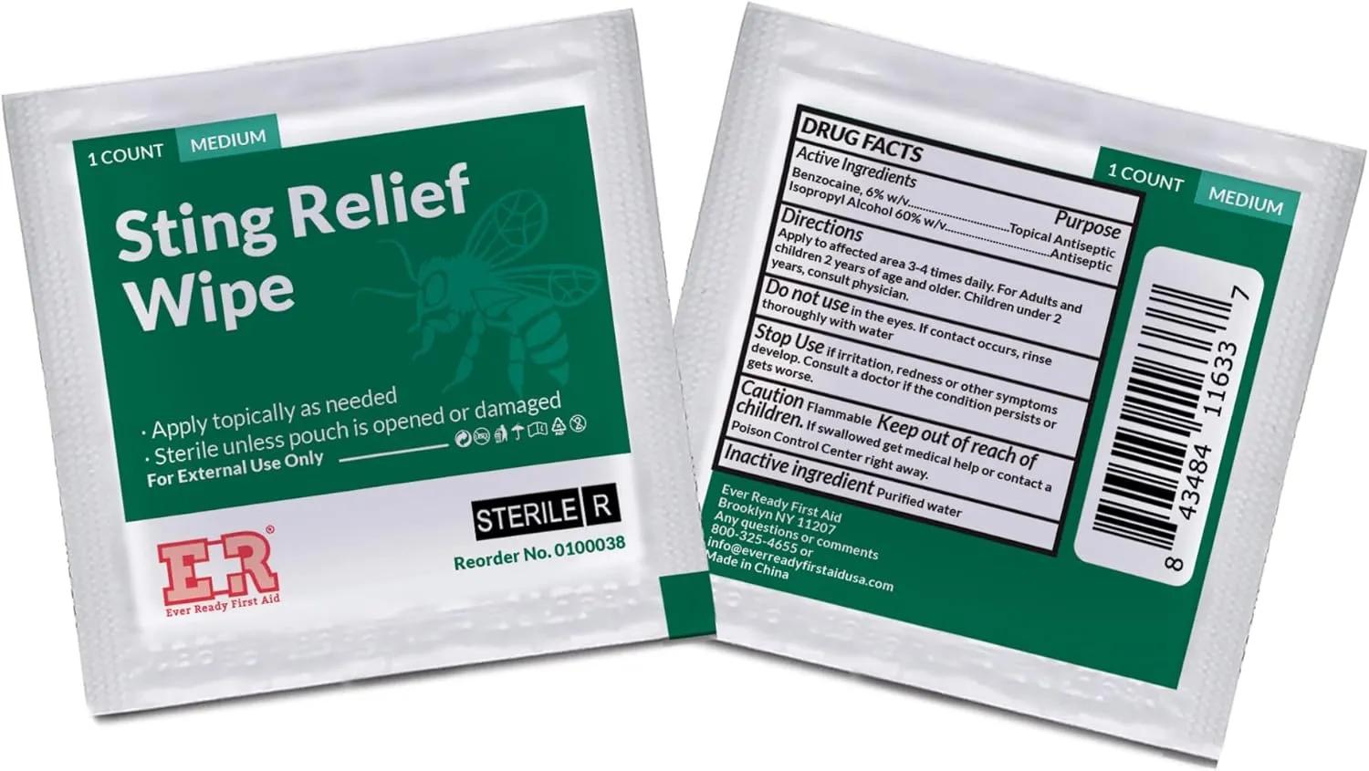 Ever Ready First Aid Sting Relief Wipes, 600 Count