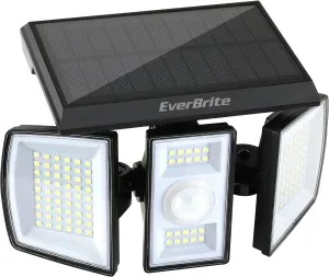 EverBrite Solar Outdoor Lights, 128 LED 7000K Solar Motion Sensor Lights, 3 Heads Security LED Flood Light, 270° Wide Lighting, IP65 Waterproof, Wall Light for Yard Patio Garden Pathway Porch