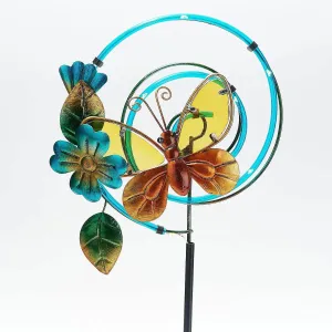 Evergreen Garden 36.25" H Chasing Light Solar Garden Stake, Butterfly