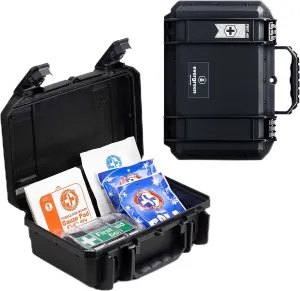 Evergreen X Seahorse 230 Medication Lock Box - Large, First Aid Kit, Childproof, Empty Lockable Medicine Box to Store Medications, Diabetic Supplies, Needles. NO SUPPLIES INCLUDED (Black)