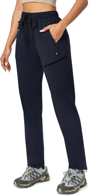 Ewedoos Hiking Pants Women with Zipper Pockets Lightweight Water Resistant Cargo Pants Quick Dry UPF 50  Travel Camping
