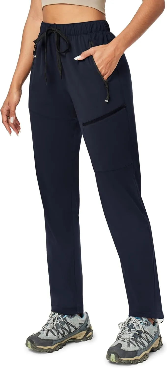 Ewedoos Hiking Pants Women with Zipper Pockets Lightweight Water Resistant Cargo Pants Quick Dry UPF 50  Travel Camping