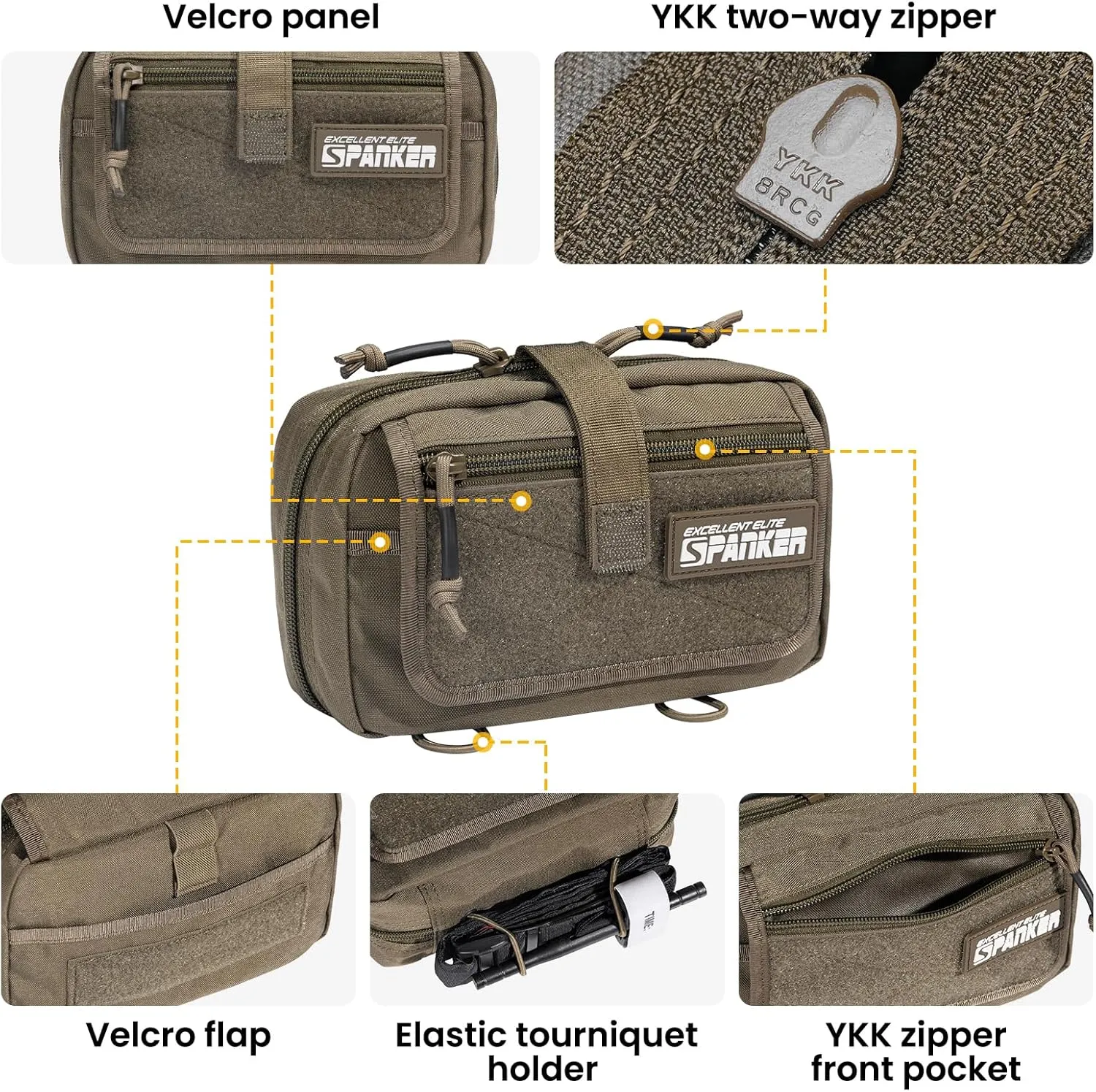 EXCELLENT ELITE SPANKER Tactical First Aid Pouch IFAK Rip Away Molle EMT Pouch Compact Admin Pouch Medical Utility Pouch Emergency Survival Kits for Tactical Vest,Backpack