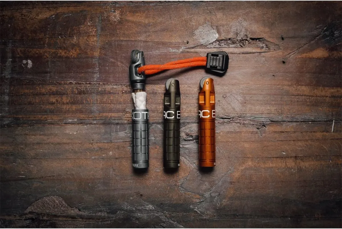Exotac nanoSPARK Ultra-Compact Fire Starter with One-Handed Operation High-Spark Flint Wheel and Waterproof Storage Compartment Holds quickLIGHT Tinder and Up to 5 Replacement Flints