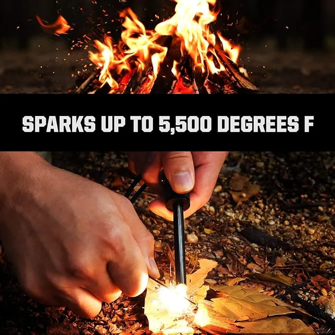 Extremus 6-in-1 Magnesium Fire Starter with Striker, High Temp Magnesium Rod