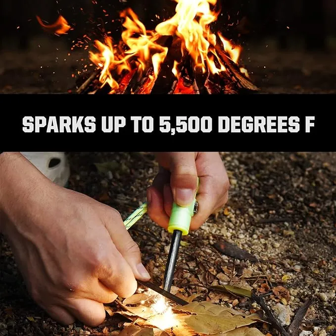 Extremus 6-in-1 Magnesium Fire Starter with Striker, High Temp Magnesium Rod