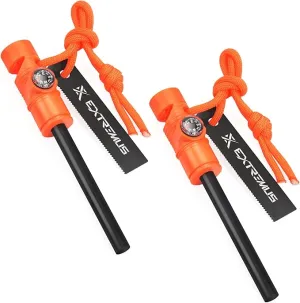 Extremus 6-in-1 Magnesium Fire Starter with Striker, High Temp Magnesium Rod
