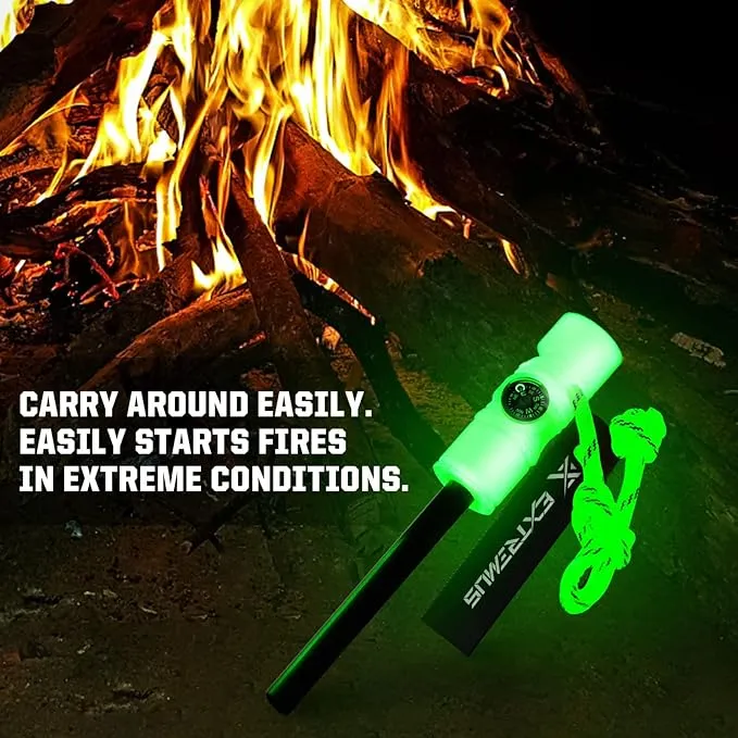 Extremus 6-in-1 Magnesium Fire Starter with Striker, High Temp Magnesium Rod