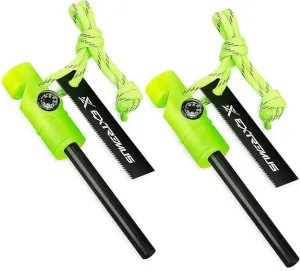 Extremus 6-in-1 Magnesium Fire Starter with Striker, High Temp Magnesium Rod