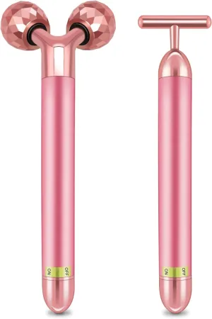 Face Massager Kit 3D Face Roller Massager T Shape Facial Massager Set Electric Skin Massager Tool