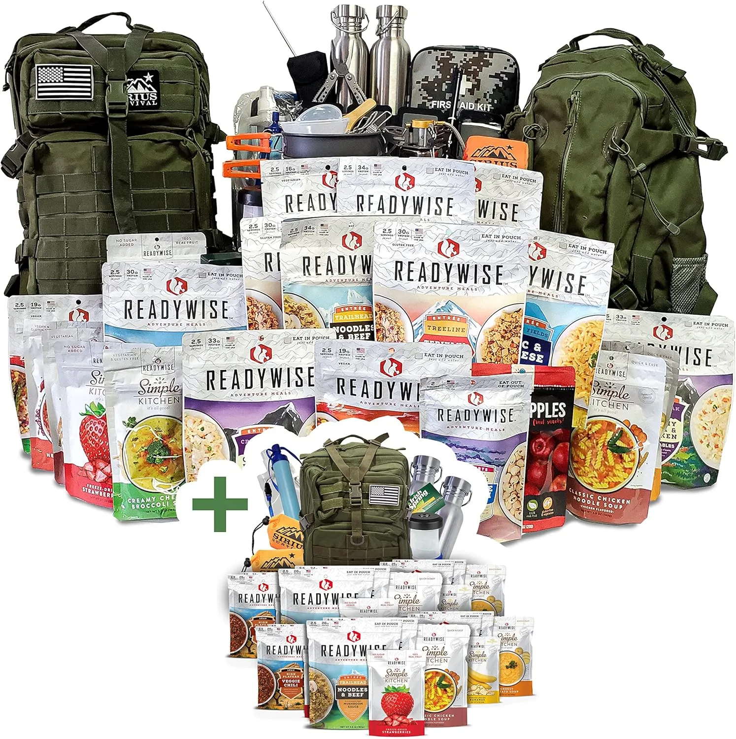 Family Comfort 72 Emergency Survival Kit/Backpack – 72 Hour for 2 People – Disaster Preparedness – Delicious ReadyWise Food, Gear, Lighting, First Aid, Tools & More - Sirius Survival