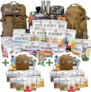 Family Comfort 72 Emergency Survival Kit/Backpack – 72 Hour for 2 People – Disaster Preparedness – Delicious ReadyWise Food, Gear, Lighting, First Aid, Tools & More - Sirius Survival