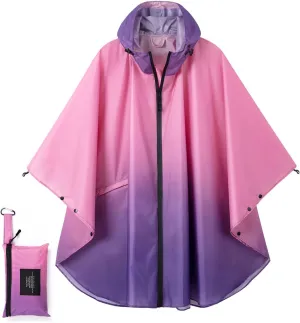 Fashion Hooded Rain Poncho Waterproof Raincoat Jacket with pocket for Women/Men/Adult