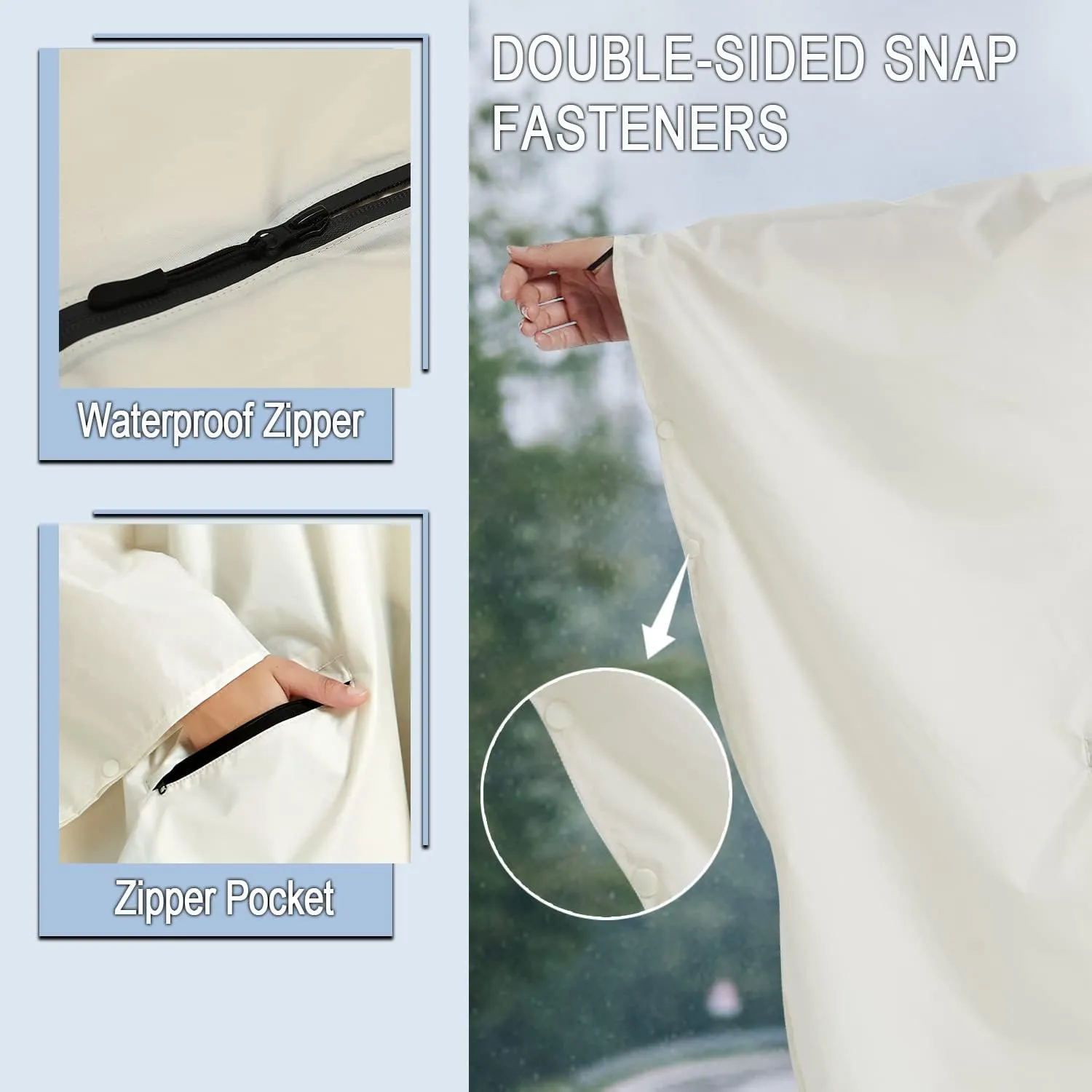 Fashion Hooded Rain Poncho Waterproof Raincoat Jacket with pocket for Women/Men/Adult