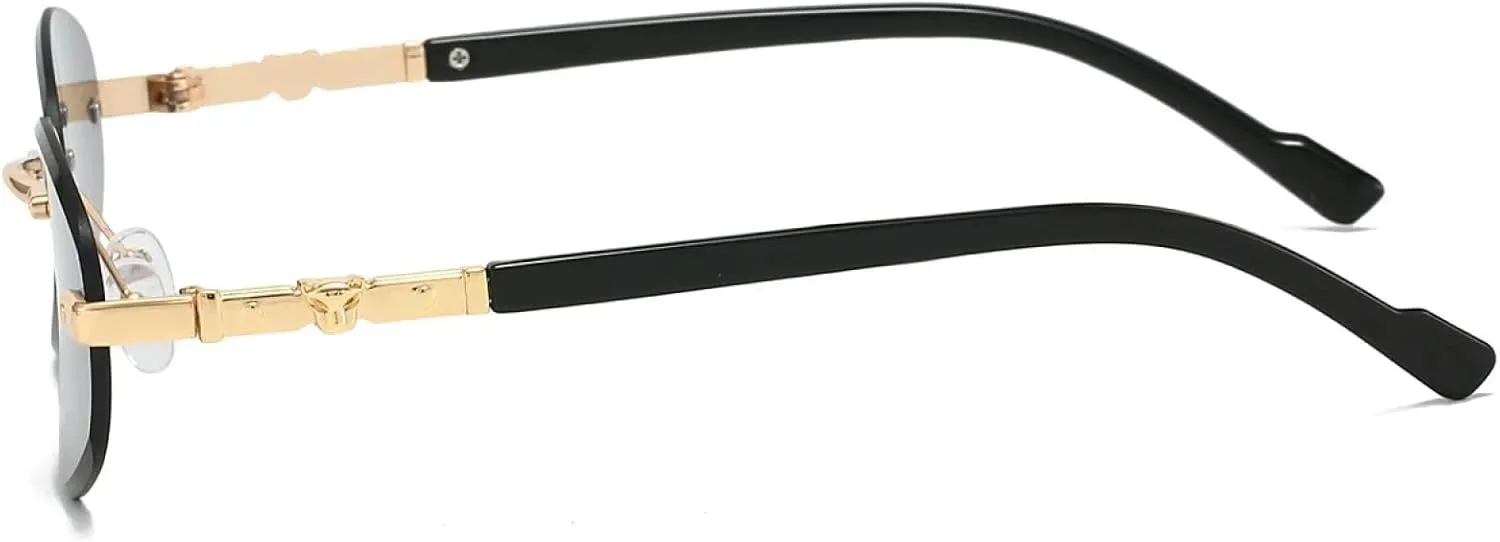 Fashion Rimless Polygon Metal Shades Women Driving Sunglasses Trendy Gradient Beach Sun Glasses