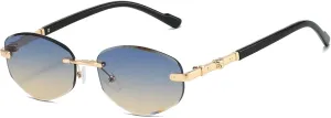 Fashion Rimless Polygon Metal Shades Women Driving Sunglasses Trendy Gradient Beach Sun Glasses