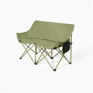 Fasion Double Moon Chair Outdoor Folding Chair Portable Backrest Fishing Stool Nature Hike Reclining Chair Camping Light(Winter Bamboo Green)