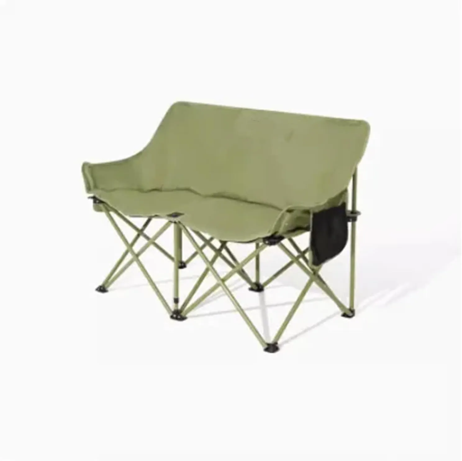 Fasion Double Moon Chair Outdoor Folding Chair Portable Backrest Fishing Stool Nature Hike Reclining Chair Camping Light(Winter Bamboo Green)
