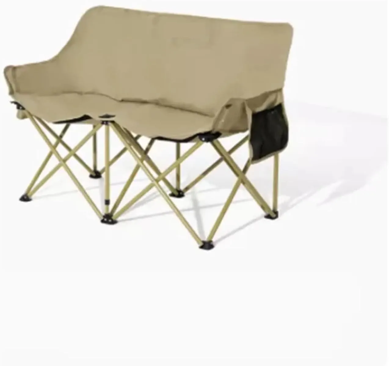 Fasion Double Moon Chair Outdoor Folding Chair Portable Backrest Fishing Stool Nature Hike Reclining Chair Camping Light(Winter Bamboo Green)