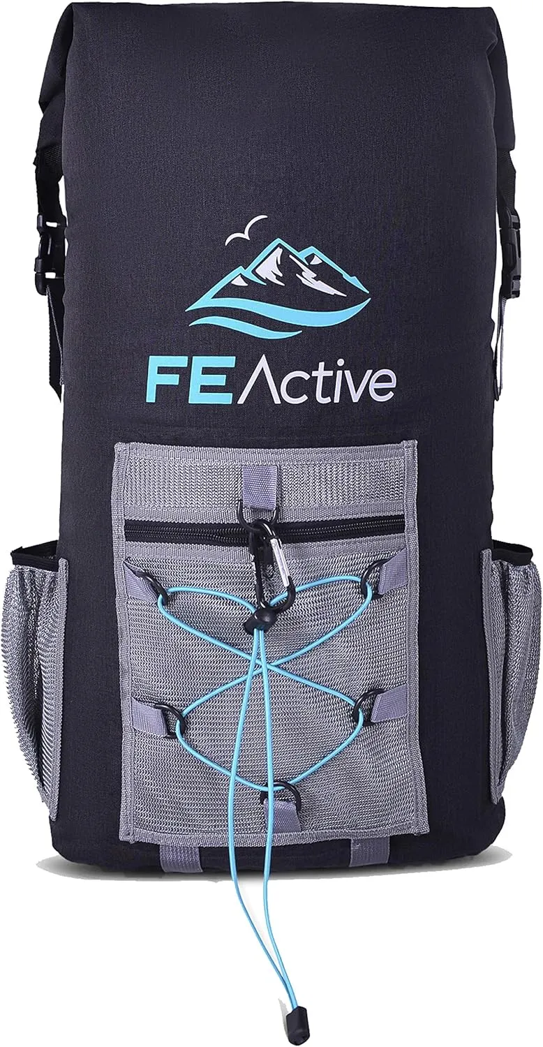 FE Active Waterproof 35L Insulated Cooler Backpack with Dry Ice Storage - Versatile for Camping, Beach & Fishing - Designed in California, USA - Back Pack Cooler - Waterproof Fishing Backpack