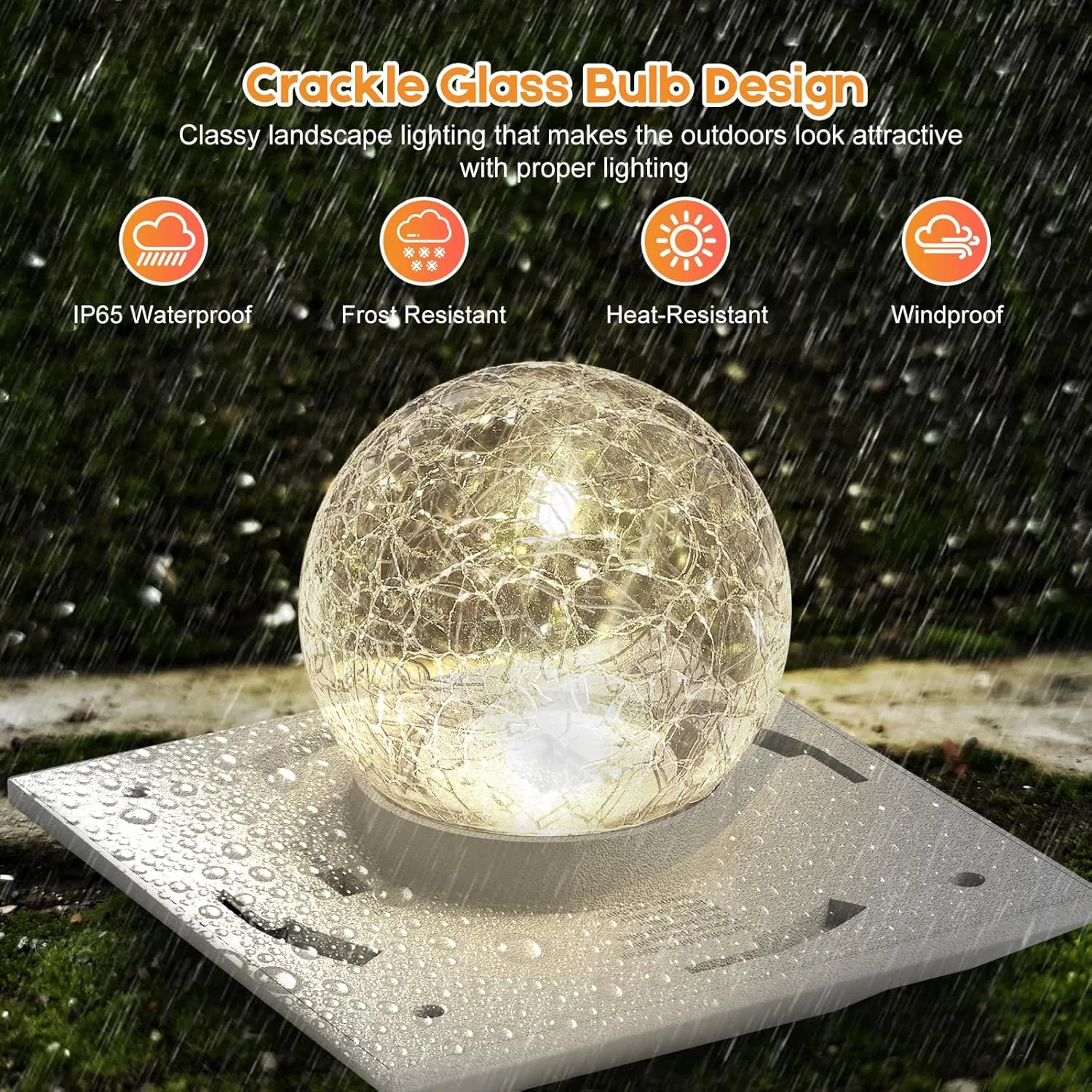 Fence Post Solar Lights, Crackle Glass Solar Post Cap Lights, 20 Lumens, Warm White & RGB Automatic Cycling 2 Modes for 3.6x3.6 4x4 4.5x4.5 5x5 Vinyl Wooden Posts Decoration, White (1 Pack)