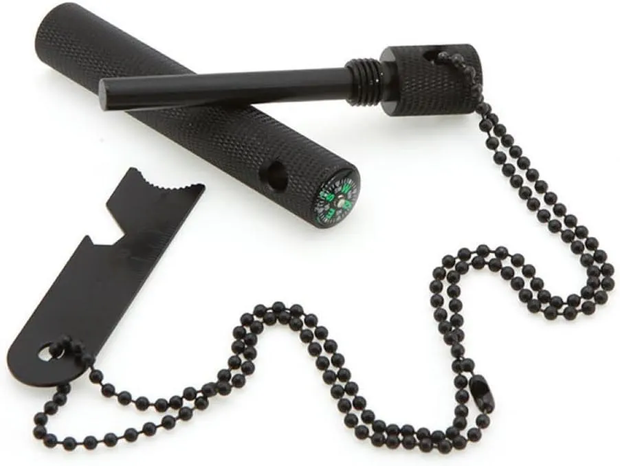 Ferro Rod Fire Starter, Round Solid Ferro Rod Survival Igniter with Lanyard Handle Survival Fire Starter Kit