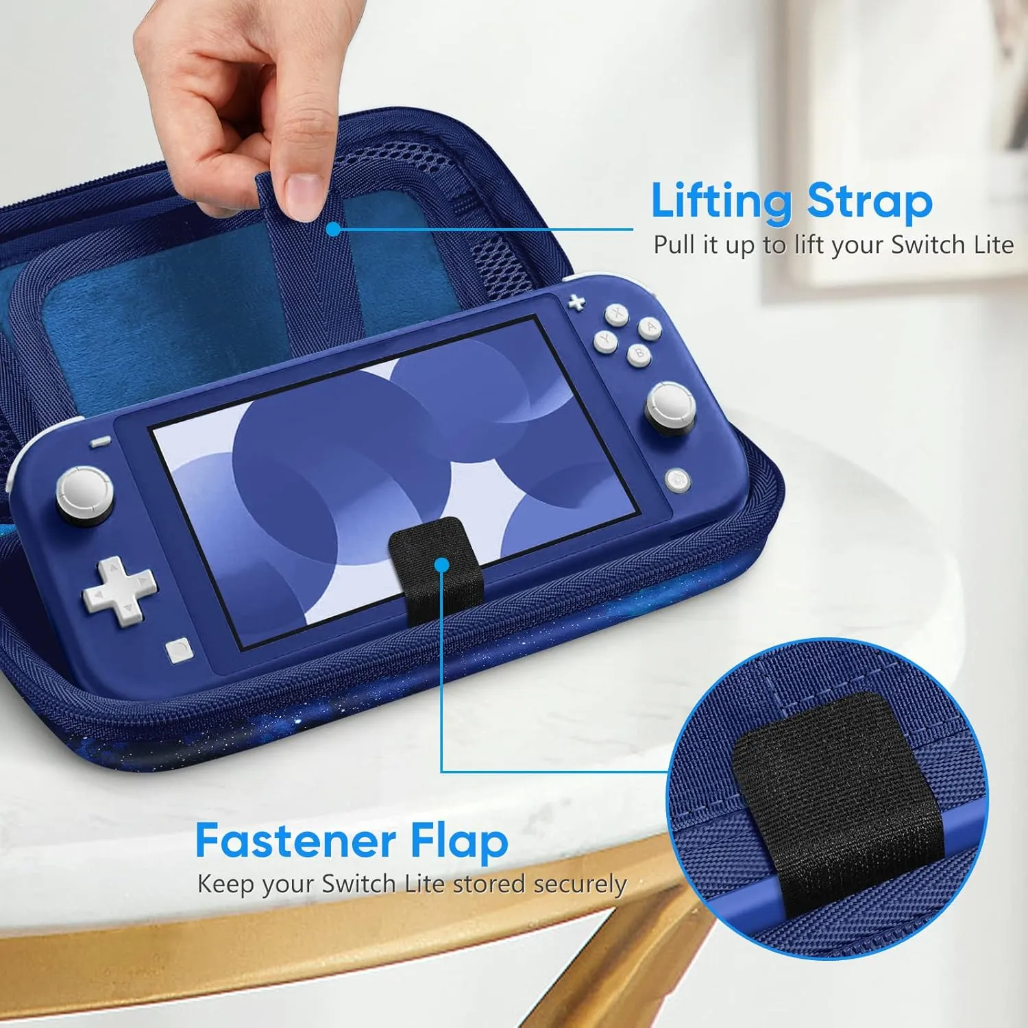FINTIE Carrying Case for Nintendo Switch Lite 2019, [Shockproof] Hard Shell Protective Cover Travel Bag with Game Card & Micro SD Card Slots for Switch Lite Console & Accessories, Starry Sky