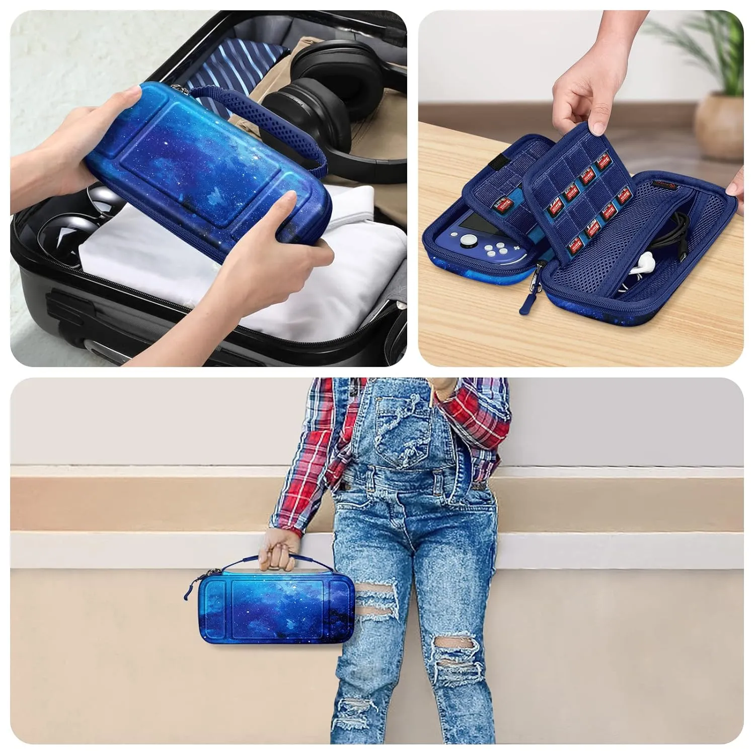 FINTIE Carrying Case for Nintendo Switch Lite 2019, [Shockproof] Hard Shell Protective Cover Travel Bag with Game Card & Micro SD Card Slots for Switch Lite Console & Accessories, Starry Sky