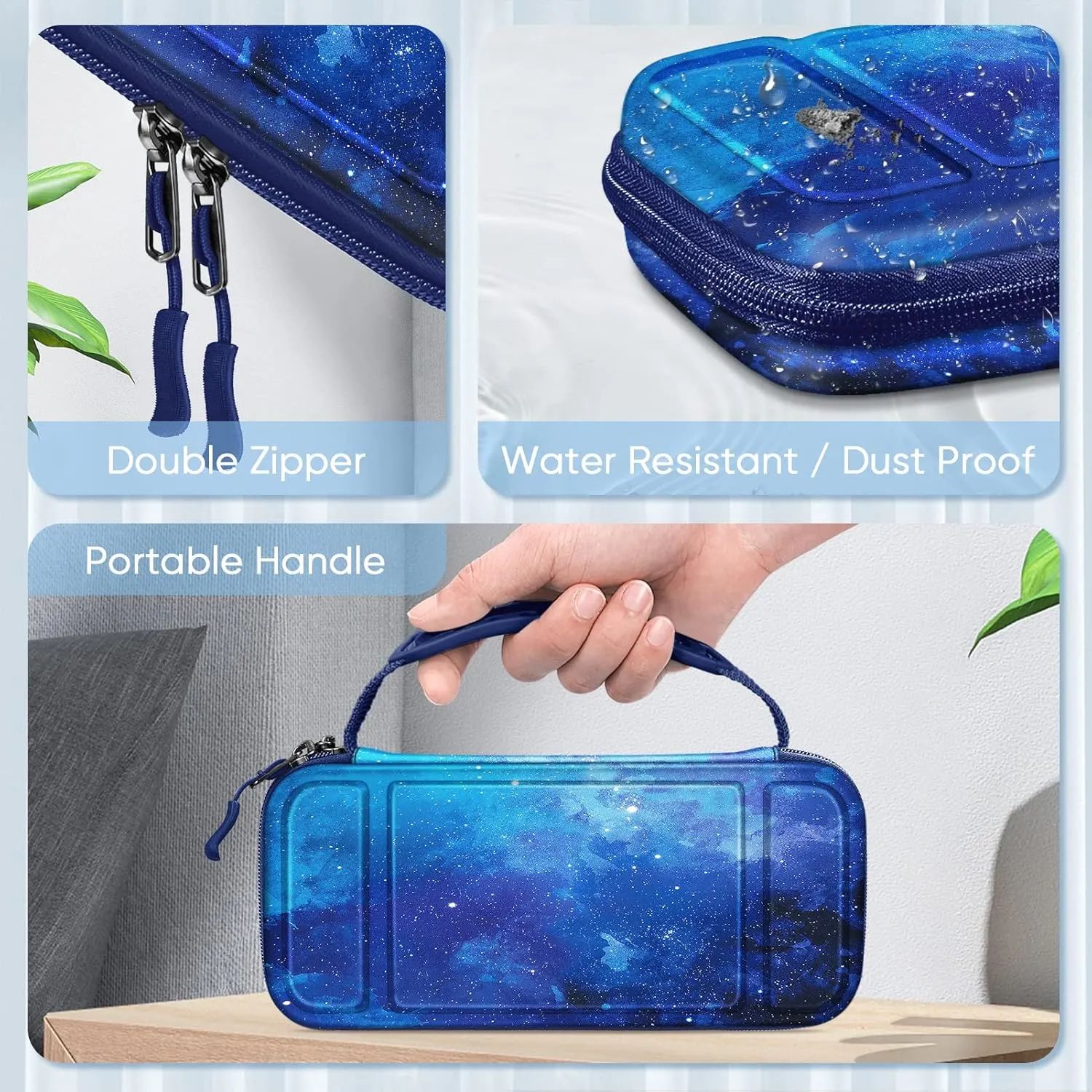 FINTIE Carrying Case for Nintendo Switch Lite 2019, [Shockproof] Hard Shell Protective Cover Travel Bag with Game Card & Micro SD Card Slots for Switch Lite Console & Accessories, Starry Sky