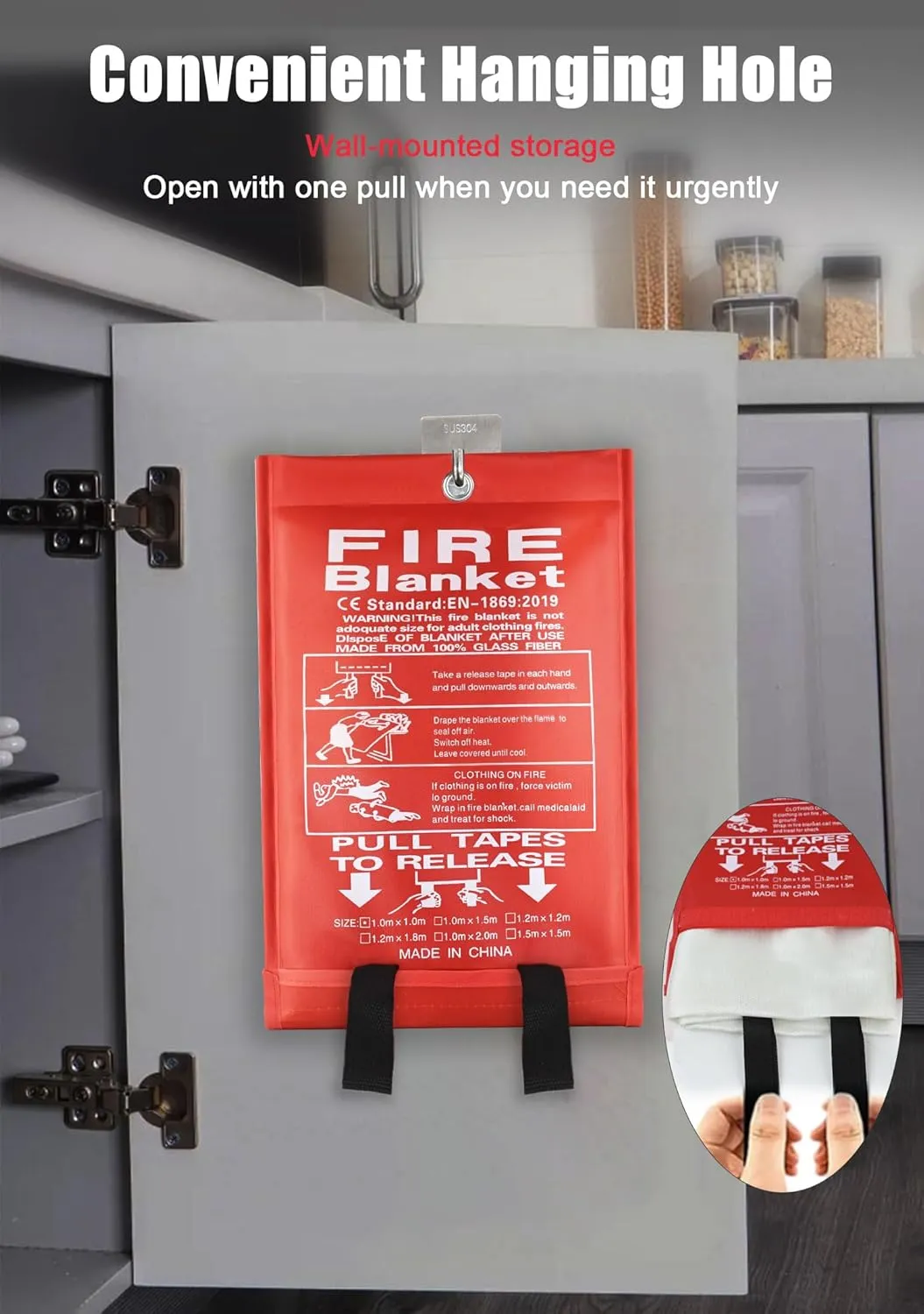 Fire Blanket Emergency for Home and Kitchen, 40" x 40", Fiberglass Suppression Fire Retardant Blankets for Office, Car, Warehouse, Fireplace, Grill Safety (4 Pack)