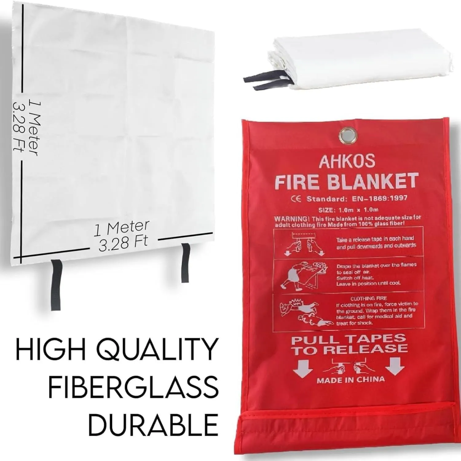 Fire Blanket for Kitchen and Home, Fiberglass Fire Safety Blankets for Survival, Flame Retardant Protection for Kitchen, car, Workhouse 39 x 39 inc (FIRE Blanket, 1, PCS)