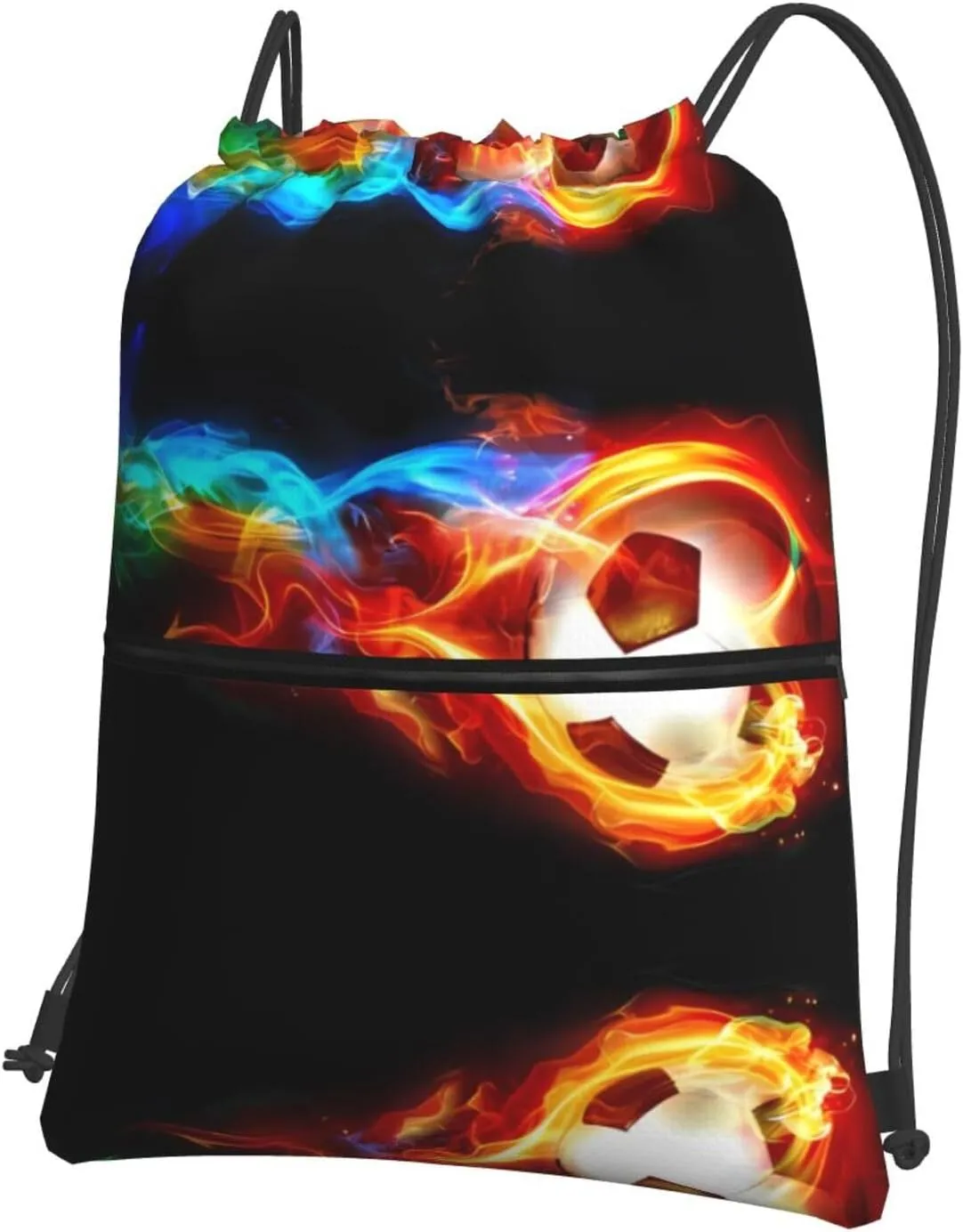 Fire Dragon Roll soccer Print Drawstring Backpack â€“ Adjustable Lightweight Gym Bag for Sports, Yoga, Travel, and Hiking