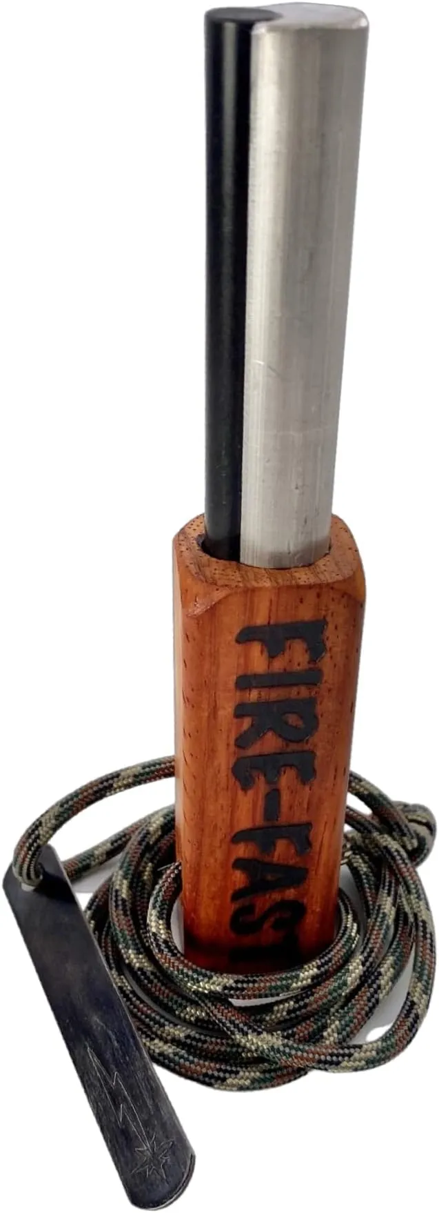 Fire Fast Kamper Lanyard. European Fire Steel Ferro Rod and Magnesium. Compact Durable Lite Weight Emergency Fire Starter for Camping, Backpacking, Hiking.