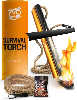Fire Starter Survival Tool - All-in-One Flint and Steel Fire Starter Kit (Large and Rope Refill)