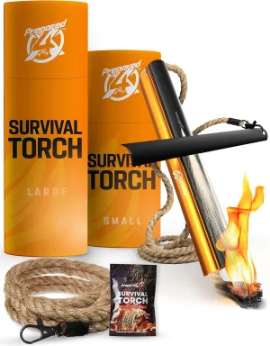 Fire Starter Survival Tool - All-in-One Flint and Steel Fire Starter Kit (Large, Small, and Rope Refill)
