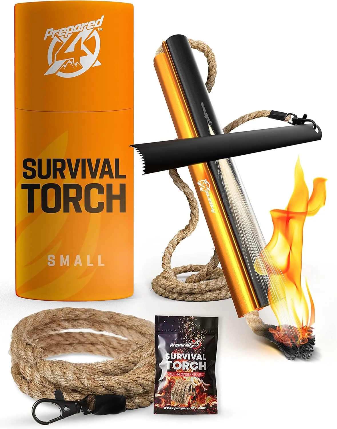 Fire Starter Survival Tool - All-in-One Flint and Steel Fire Starter Kit (Small and Rope Refill)