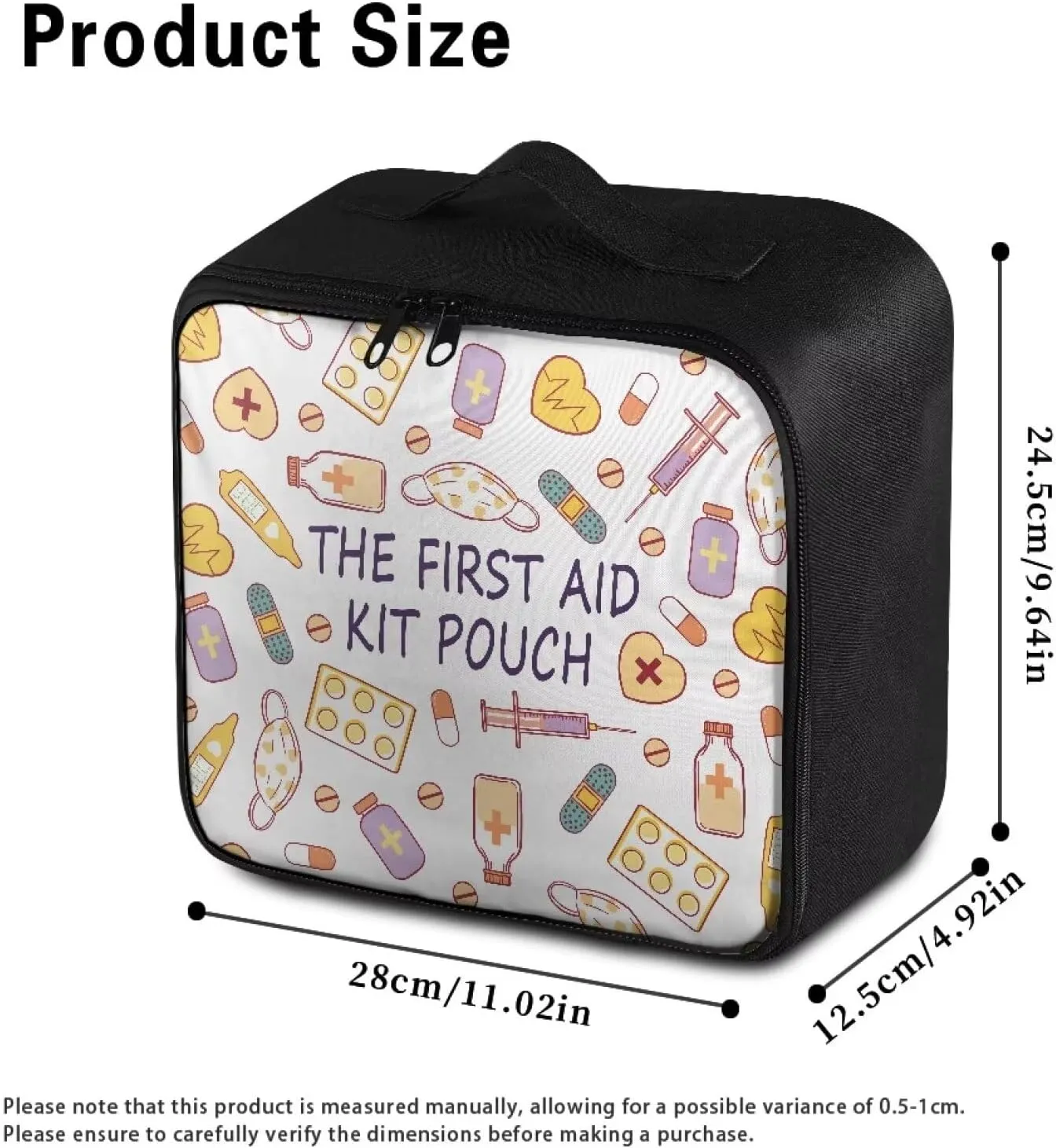 First Aid Bag Empty Medium First Aid Kit Pattern Medical Bag Empty Travel First Aid Pouch Storage Compact Survival Medicine Bag for Home Office Car Businesses Camping Outdoors