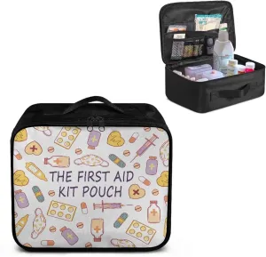 First Aid Bag Empty Medium First Aid Kit Pattern Medical Bag Empty Travel First Aid Pouch Storage Compact Survival Medicine Bag for Home Office Car Businesses Camping Outdoors