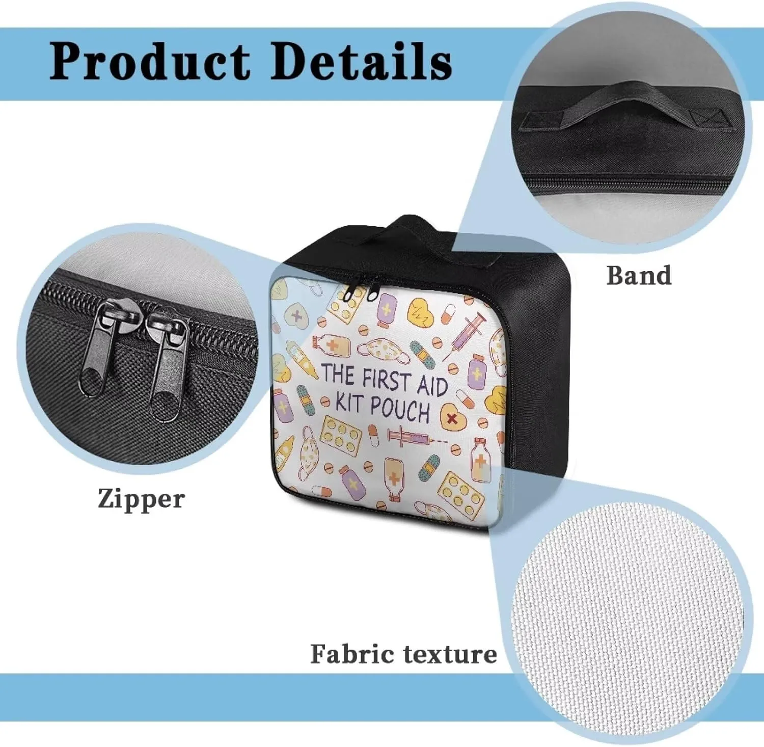 First Aid Bag Empty Medium First Aid Kit Pattern Medical Bag Empty Travel First Aid Pouch Storage Compact Survival Medicine Bag for Home Office Car Businesses Camping Outdoors