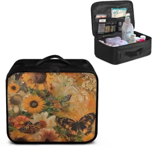 First Aid Bag Empty Organizer Retro Butterfly Medical Kit Bag Empty Travel Medicine Pouch Medical Supplies Organizer Bag Empty for Car Home Camping Hiking Office Emergency Kit