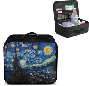 First Aid Bag Empty Van Gogh Starry Night Medical Bag Empty Medium Travel First Aid Kit Pouch Portable Medical Supplies Organizer Bag for Traveling Hiking Camping Backpacking Cycling