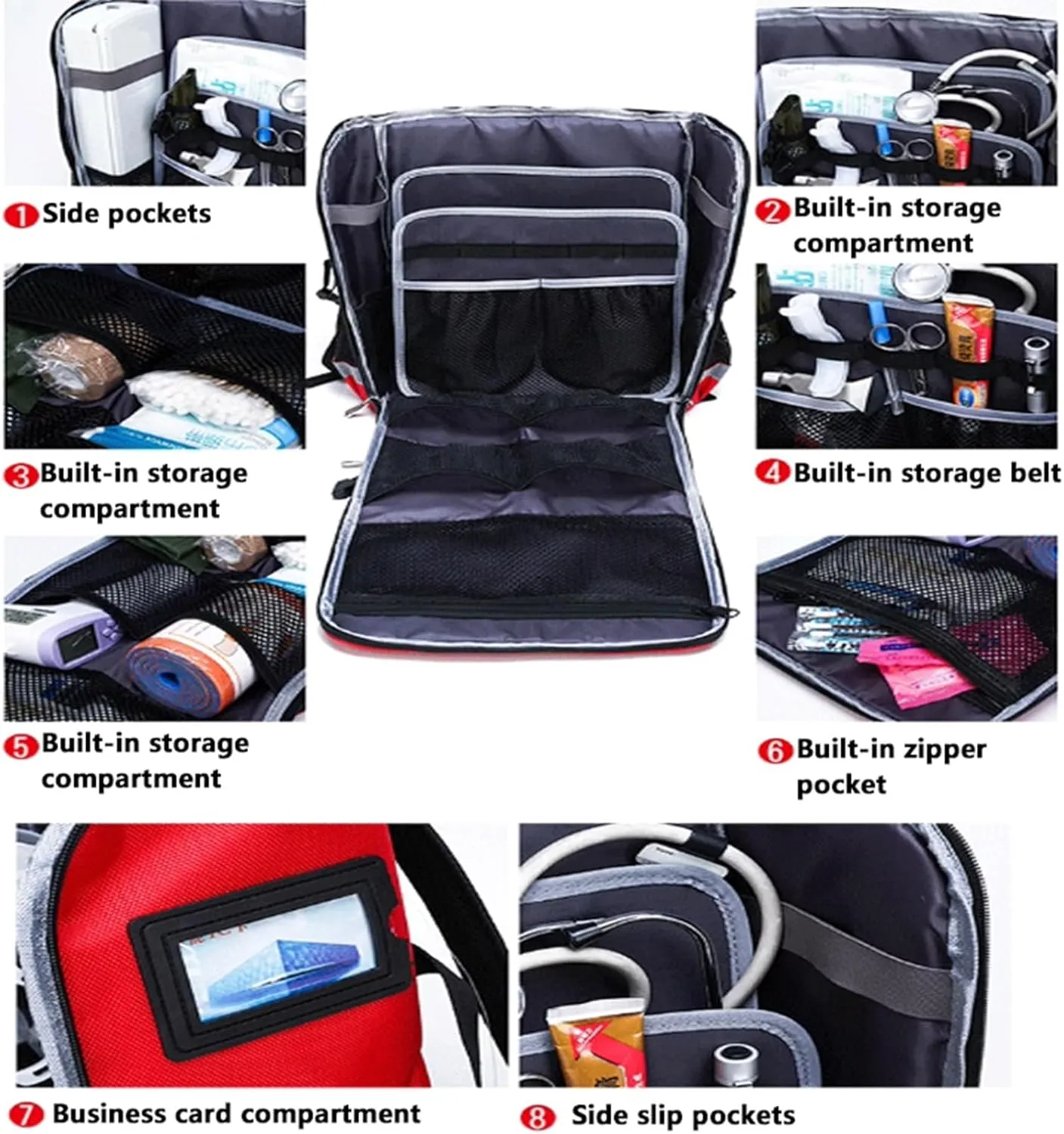 First Aid Bag, First Aid Kit Travel, First Aid Bag Empty Large, Large Capacity First Aid Medical Back Pack Bag, First Responder Trauma Bag with Reflective(Orange)