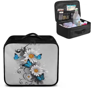 First Aid Bag Only Empty Small Daisy Butterfly Travel Medicine Pouch Double Zippers First Aid Pouch Medical Supplies Organizer Bag Kit for Traveling Car Home Camping Office Hiking
