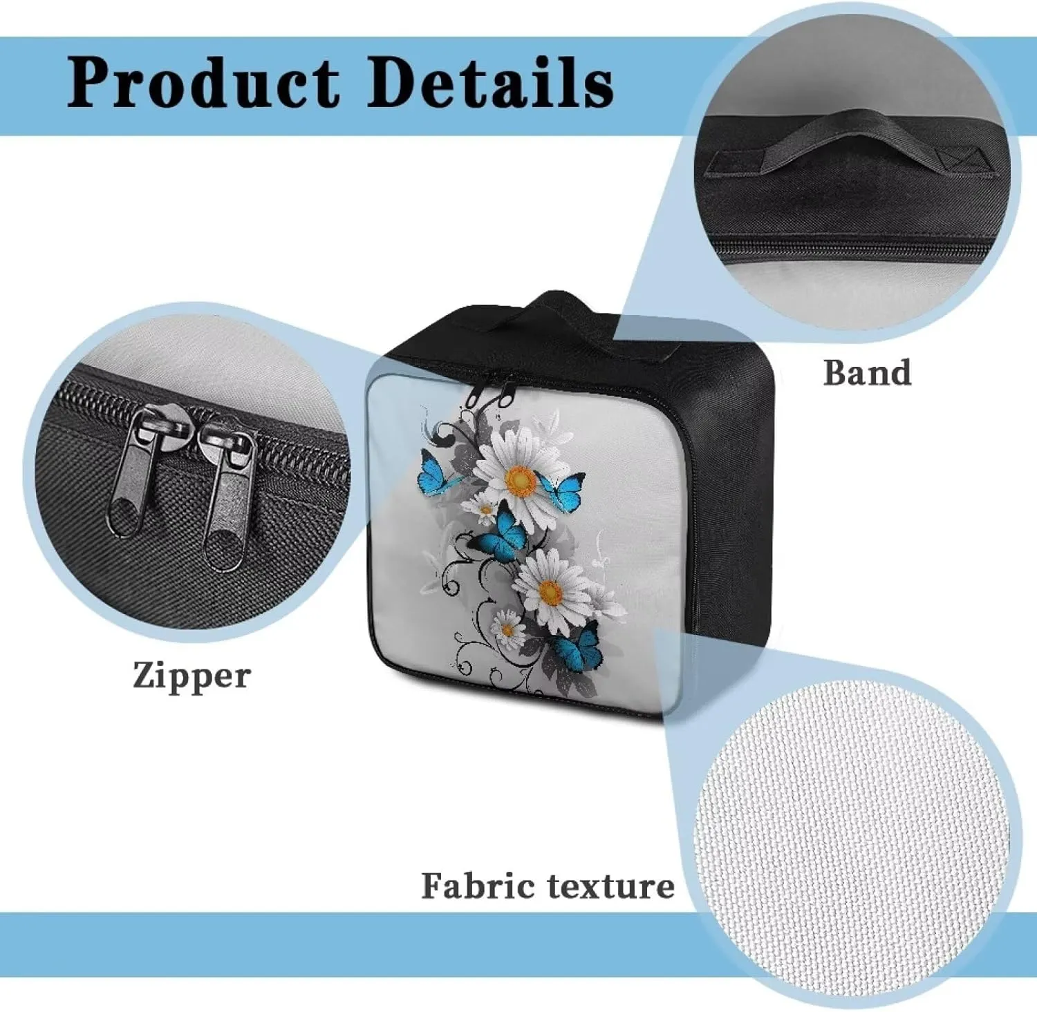 First Aid Bag Only Empty Small Daisy Butterfly Travel Medicine Pouch Double Zippers First Aid Pouch Medical Supplies Organizer Bag Kit for Traveling Car Home Camping Office Hiking