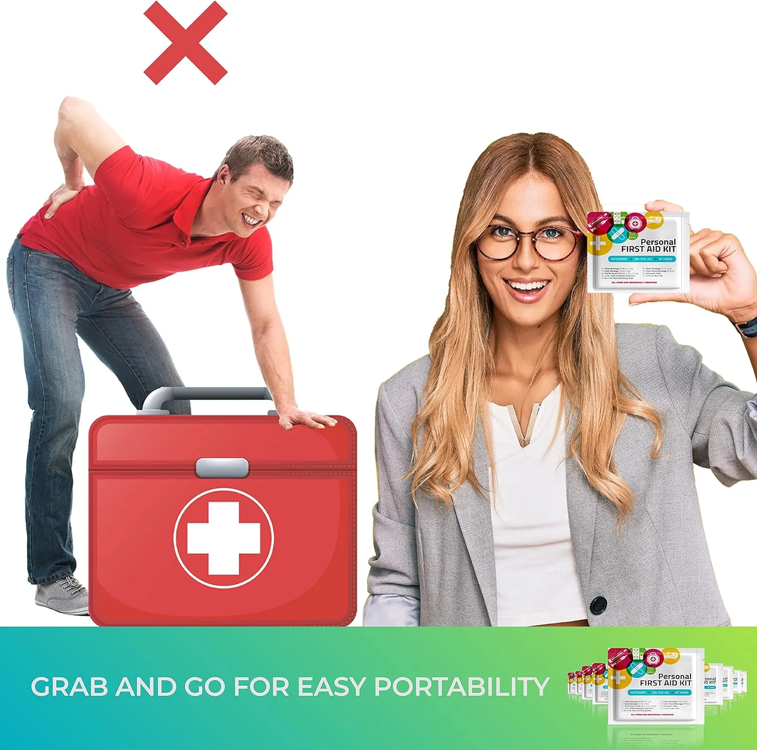 First Aid Emergency Medical Kit Mini and Travel Size - 10 Pack | Great for Kids, Schools, Business, Hiking, Camping | Wound Care Products (Abstract)