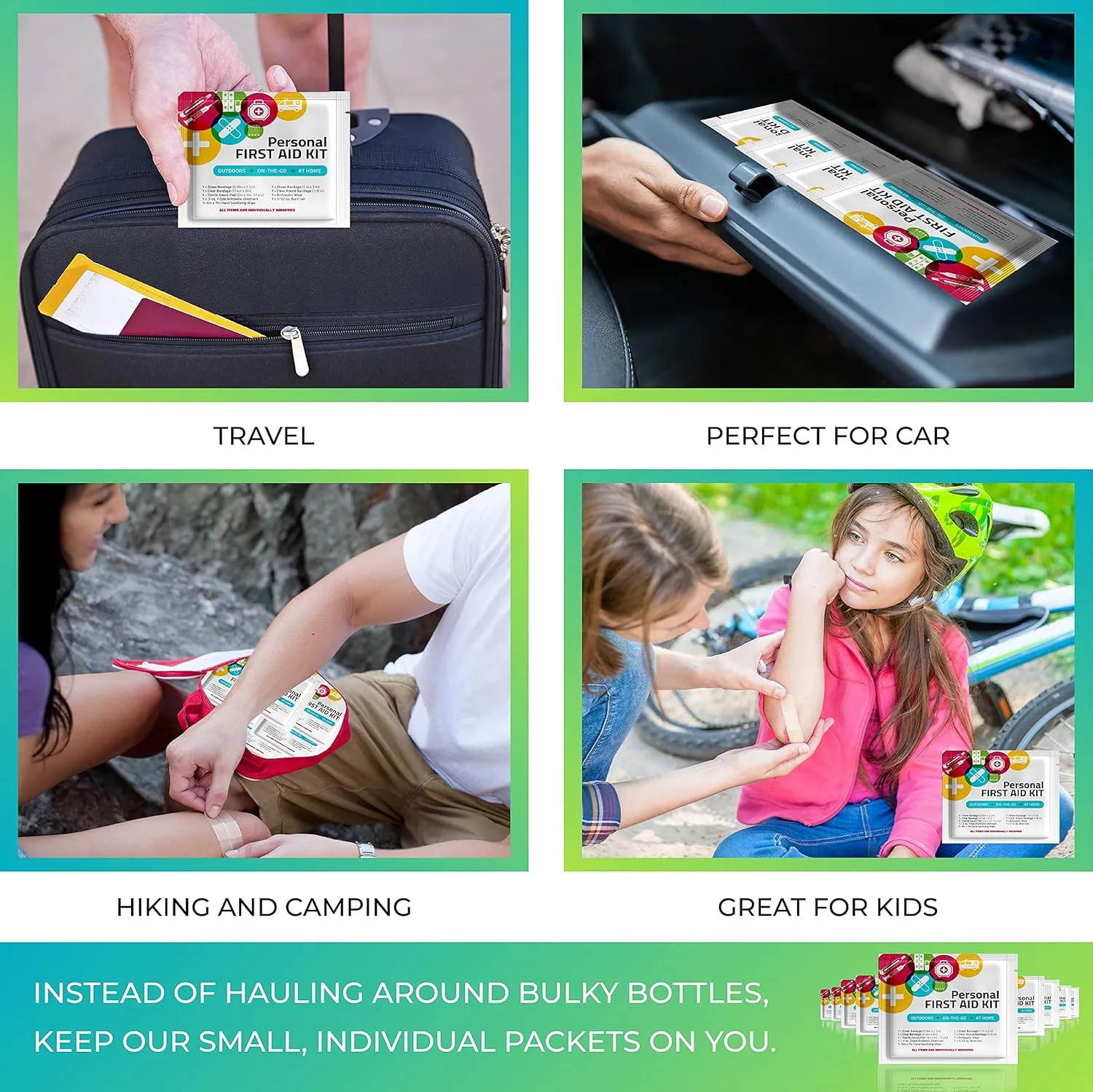 First Aid Emergency Medical Kit Mini and Travel Size - 10 Pack | Great for Kids, Schools, Business, Hiking, Camping | Wound Care Products (Abstract)