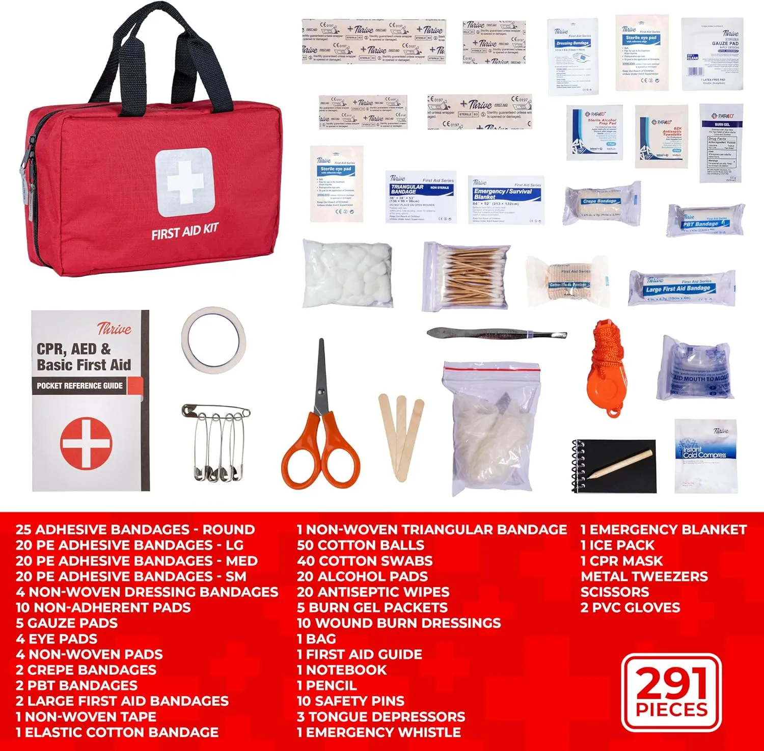 First Aid Kit – 291 Pieces of First Aid Supplies | Hospital Grade Medical Supplies for Emergency and Survival Situations | Ideal for Car, Trucks, Camping, Hiking, Travel, Office, Sports, Pets, Hunting, Home
