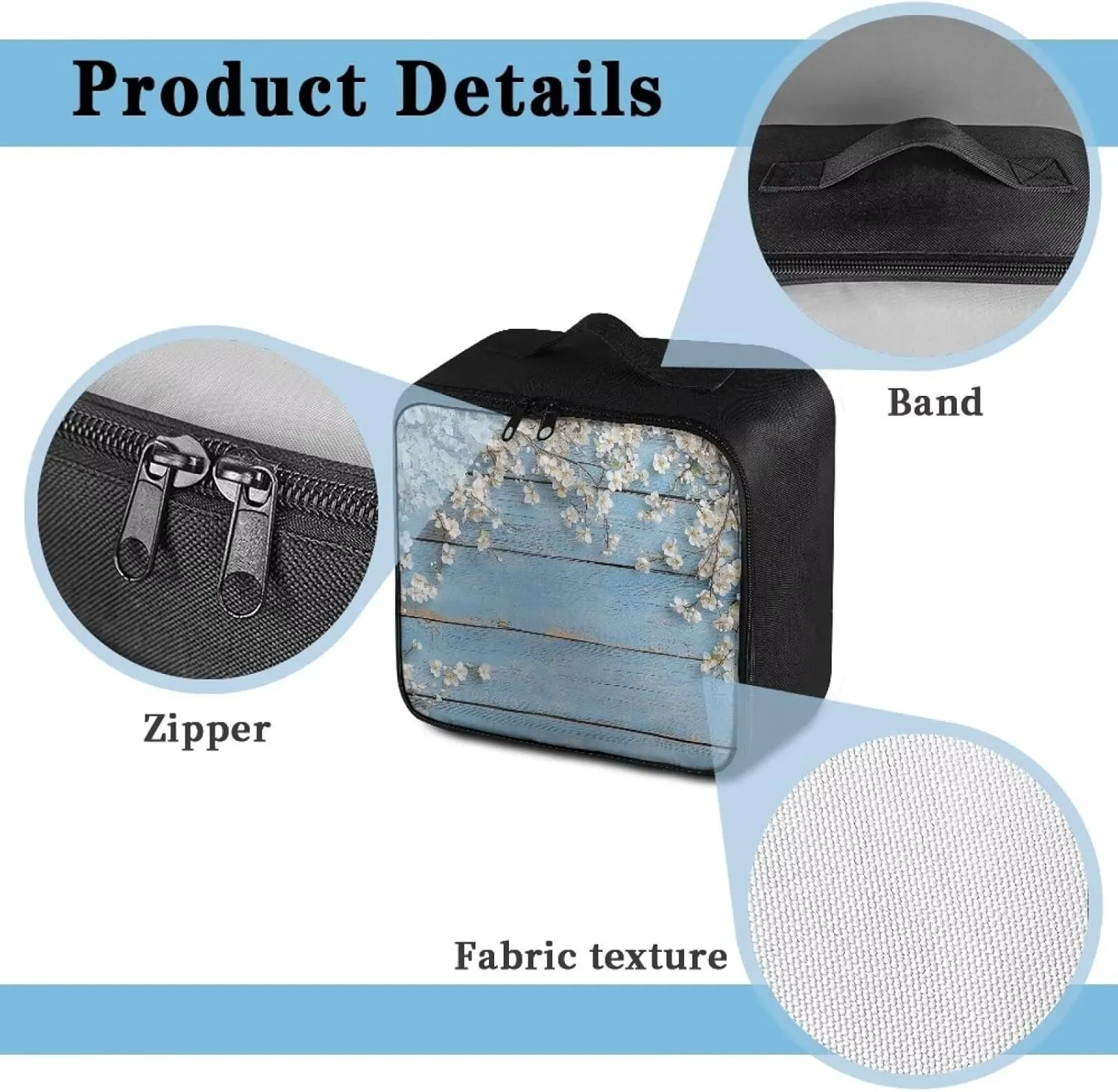 First Aid Kit Bag Empty Medium Organizer Wood Print Floral Portable Medication Travel Carrying Case with Handle for Home Travel Camping Empty Medical Storage Bag Portable Pouch