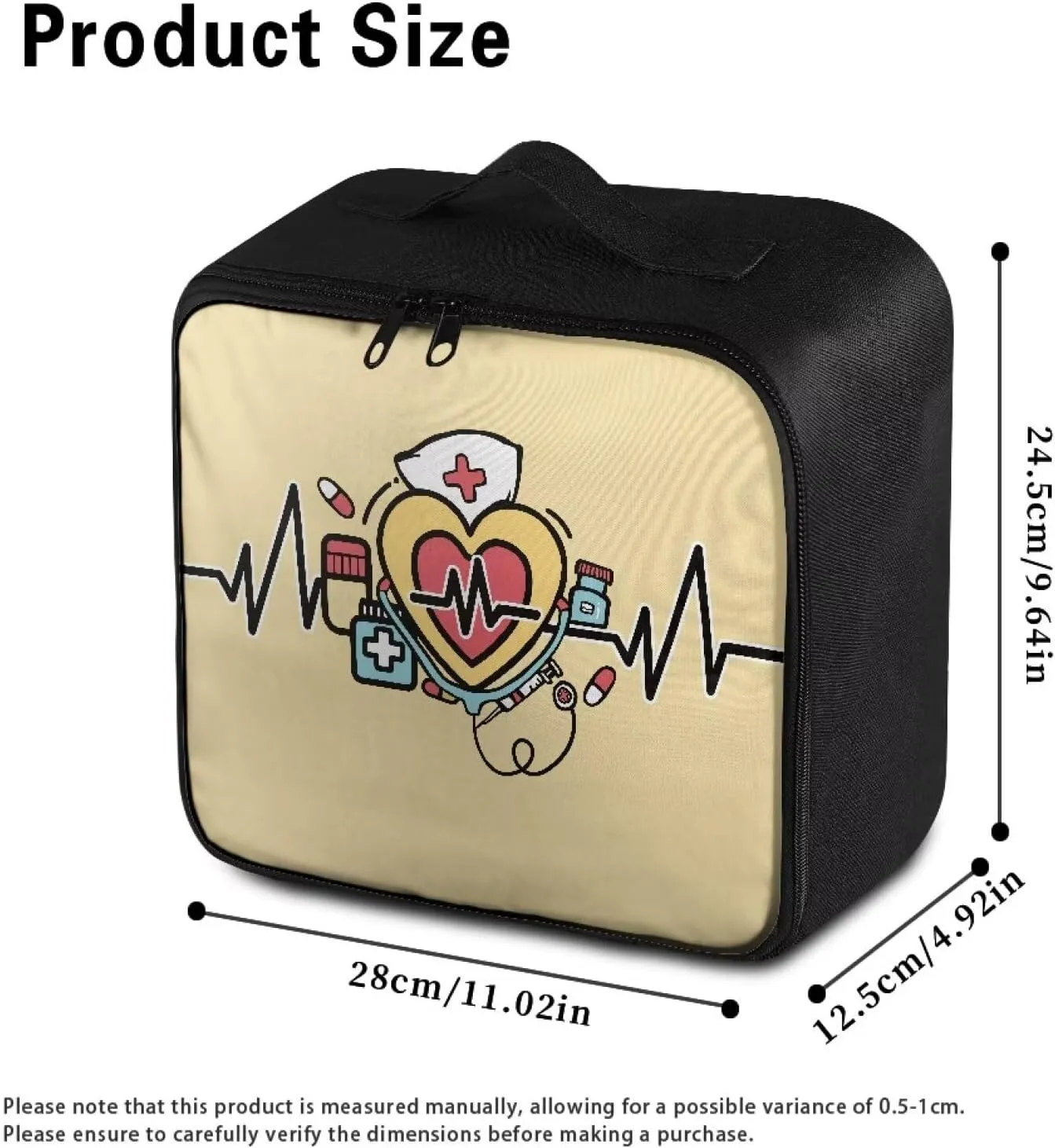 First Aid Kit Bag Empty Medium Red Heart Travel Medicine Pouch Double Zippers First Aid Pouch Medical Supplies Organizer Bag Kit for Traveling Car Home Camping Office Hiking