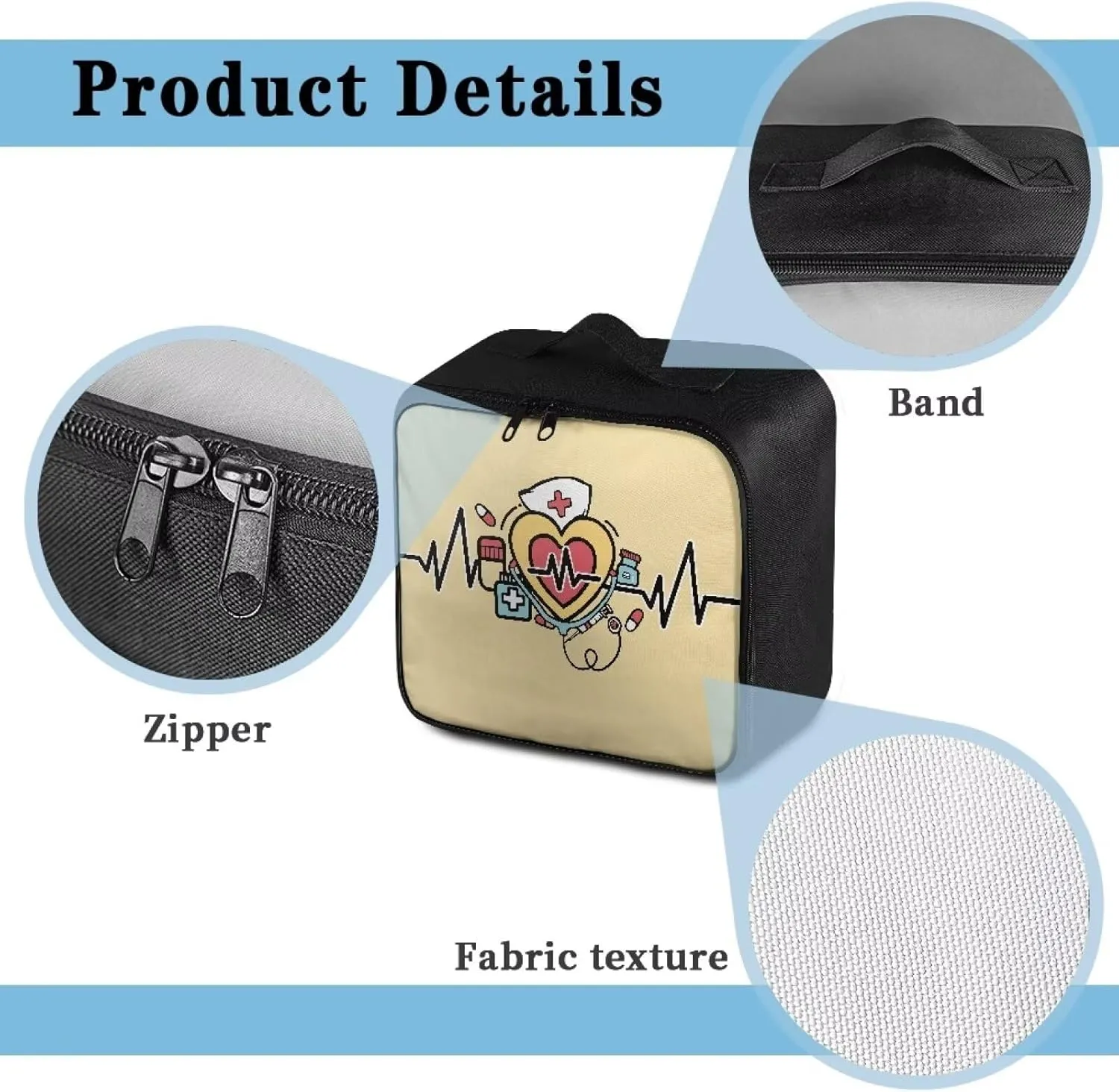 First Aid Kit Bag Empty Medium Red Heart Travel Medicine Pouch Double Zippers First Aid Pouch Medical Supplies Organizer Bag Kit for Traveling Car Home Camping Office Hiking